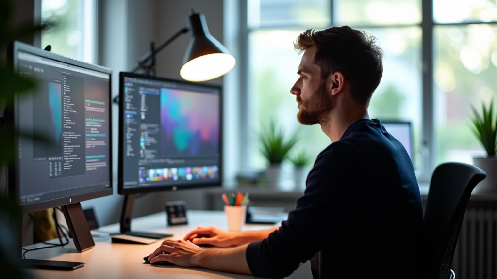 Designer aan het werk met beeldcompositie en visueel design