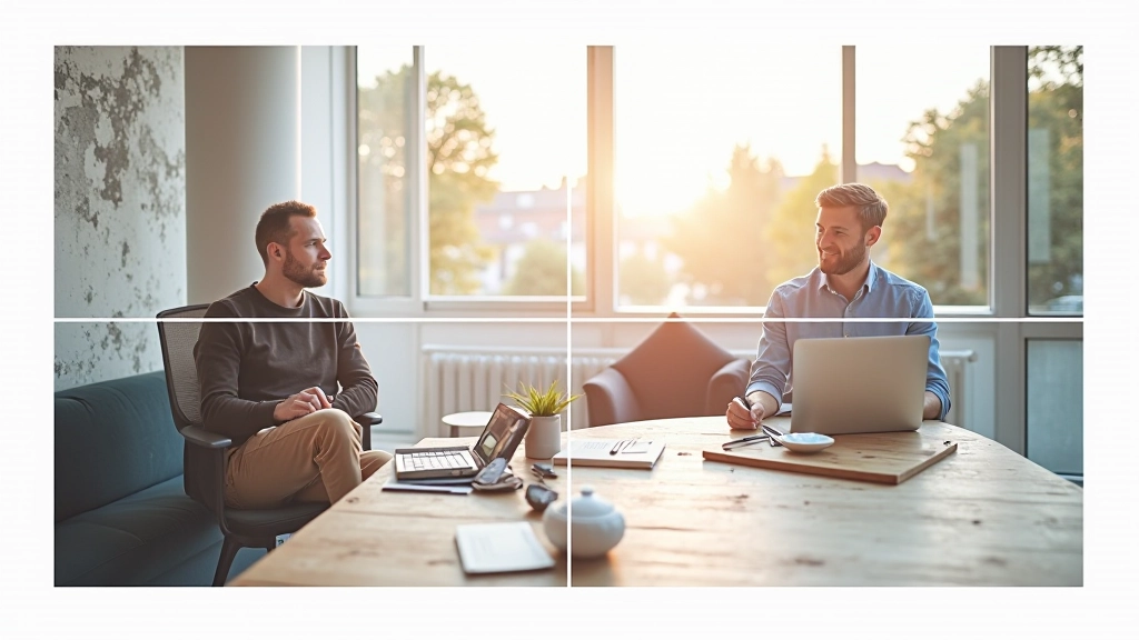 Grid overlay toont de regel van derden op een webdesign met tekst en afbeelding correct gepositioneerd