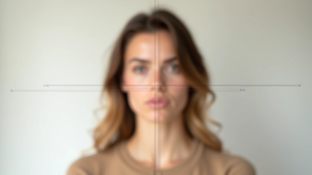 Fotografie voorbeeld met regel van derden grid getoond, portret met gezicht op kruispunt, perfecte compositie